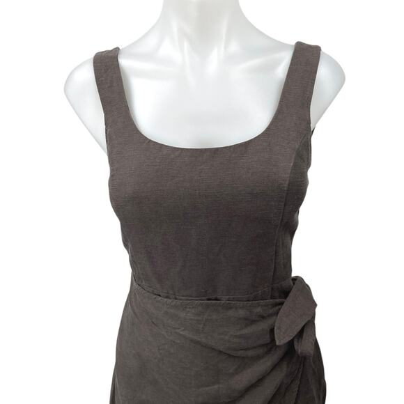 Aritzia Wilfred Gray Sleeveless Tulip Hem Square Neck Wrap Midi Sheath Dress 0 - Picture 4 of 6